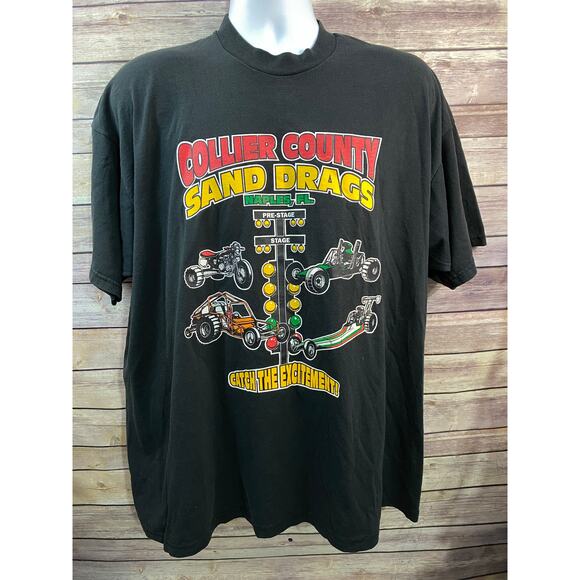 Vintage collier county sand drags Naples Florida 2XL Black shirt - Picture 1 of 10